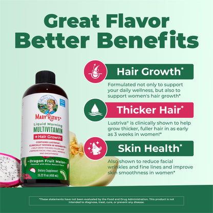 MARYRUTH'S Liquid Multivitamin + Hair Growth, Clinically Thicker Hair, 15oz