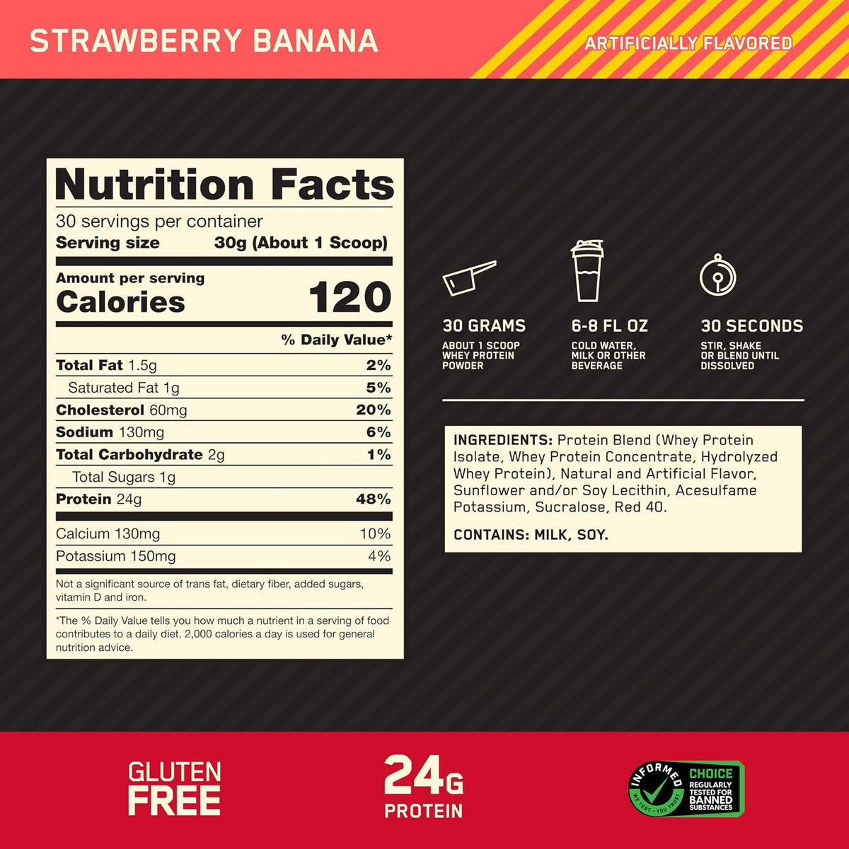 Optimum Nutrition Gold Standard Whey Protein Powder, Cookies & Cream, 2 LB