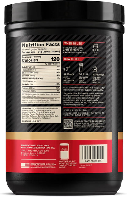 Optimum Nutrition Gold Standard Whey Protein Powder, Cookies & Cream, 2 LB