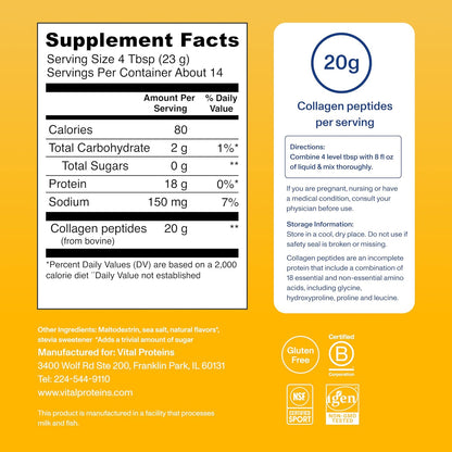 Vital Proteins Collagen Peptides en Polvo, Sin Sabor, 9.33 oz