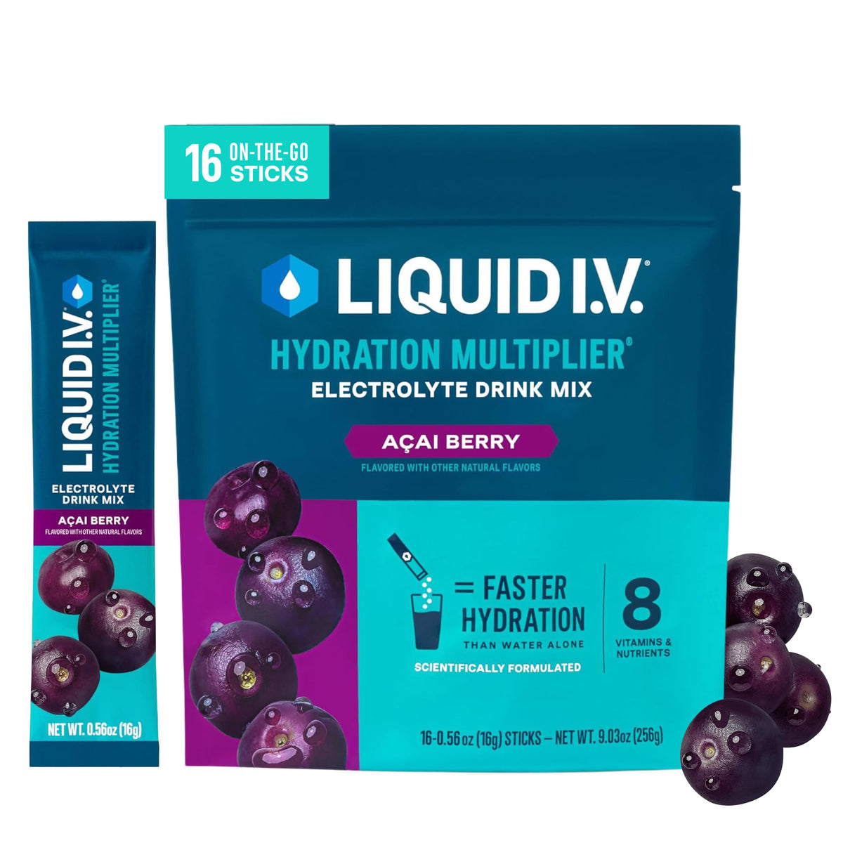 Liquid I.V. Electrolitos para la hidratación, Limón-Lima, 16 unidades