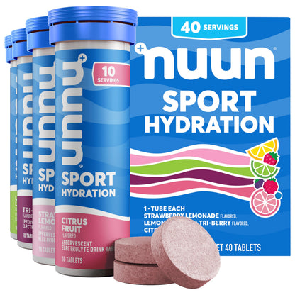 Nuun Sport Electrolyte Tablets Mixed Flavors, GF & Vegan, 4 Pack