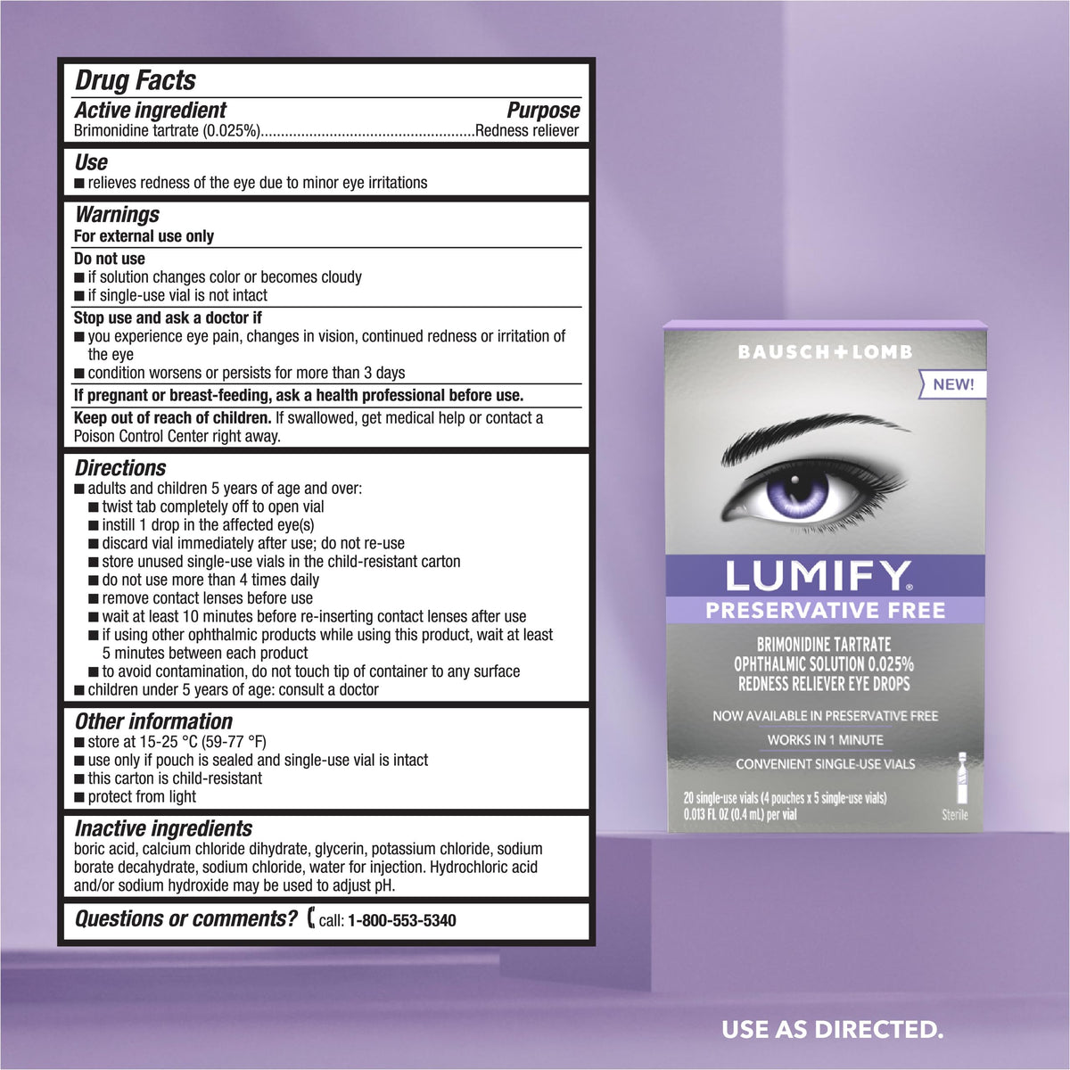 Lumify Redness Relief Eye Drops, Whiter & Brighter Looking Eyes, 0.25 oz