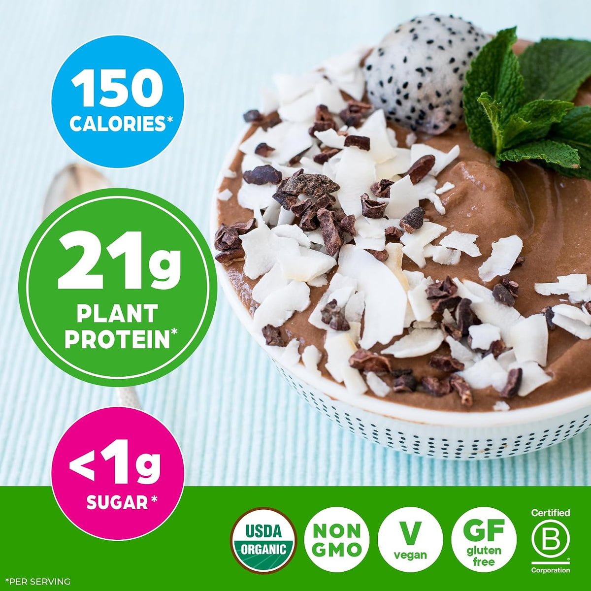 Orgain Organic Vegan 21g Protein Powder, Vanilla Bean, 2.03 lb