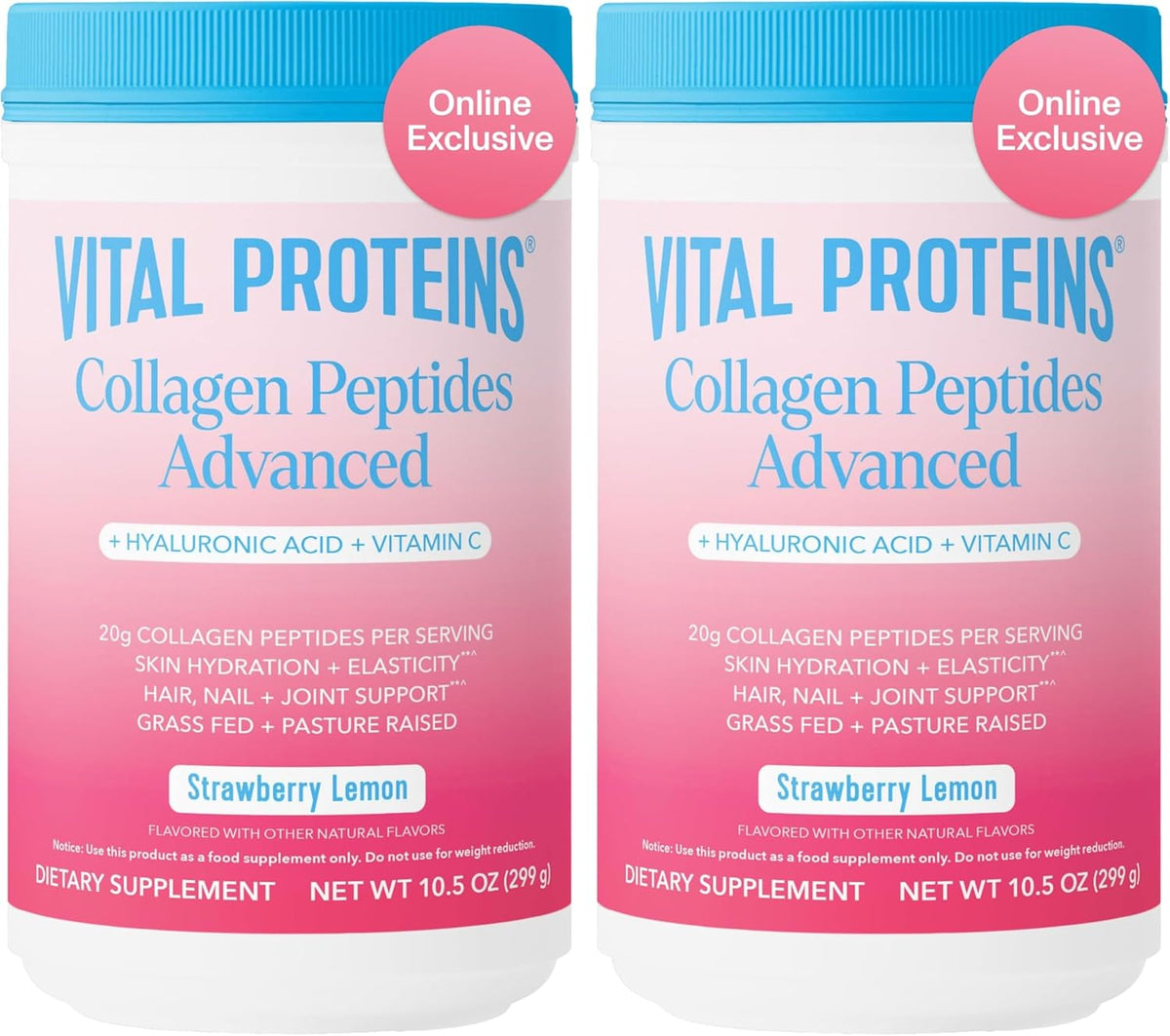 Vital Proteins Collagen Péptidos Avanzado, Fresa Limón, 10.5oz