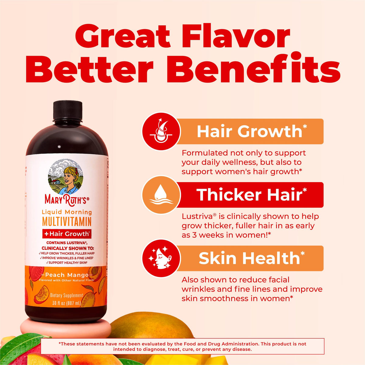 MARYRUTH'S Liquid Multivitamin + Hair Growth, Clinically Thicker Hair, 15oz