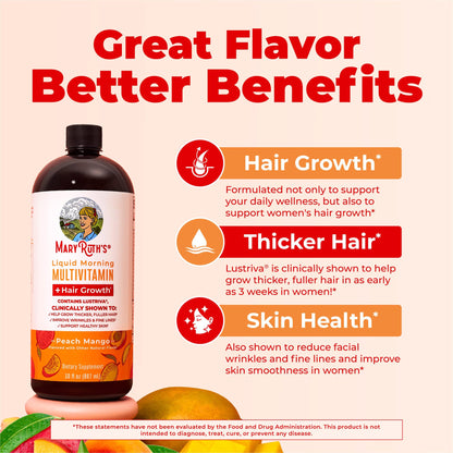 MARYRUTH'S Liquid Multivitamin + Hair Growth, Clinically Thicker Hair, 15oz