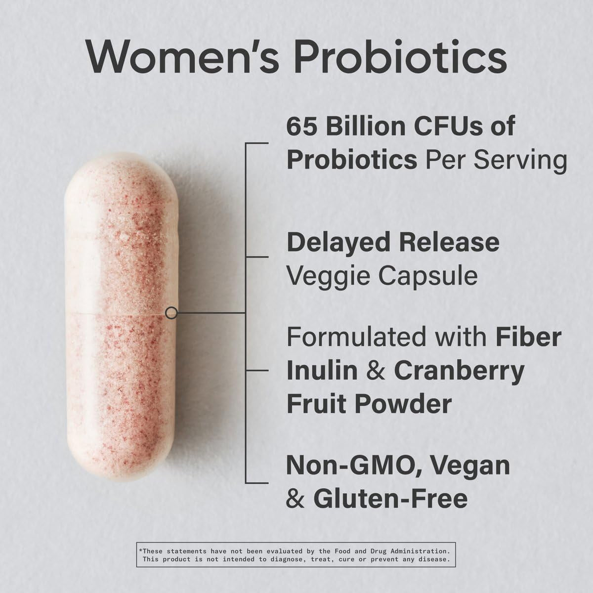 ® Women'S Probiotics 65 Billion CFU W/Prebiotics, 30 Count | Gut Health & Digestive Support, Probiotics for Women W/ Cranberry, Vegan Certified, Non-Gmo, Gluten-Free, 30 Servings