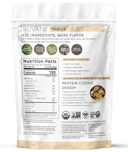 Vegan Pea Protein Powder | Vanilla | 20G Organic Plant Based Protein | 20 Servings | Keto | Gluten & Dairy Free | Low Carb | No Added Sugar