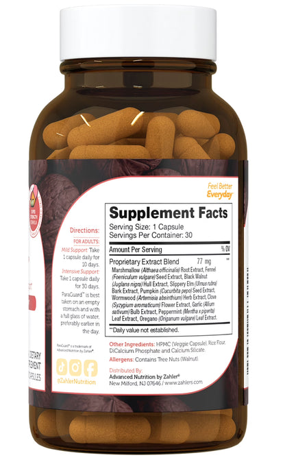 Paraguard Capsules, 30 Count, Gut Health Supplement & Digestive Support with Wormwood, Garlic, Pumpkin Seed, Clove