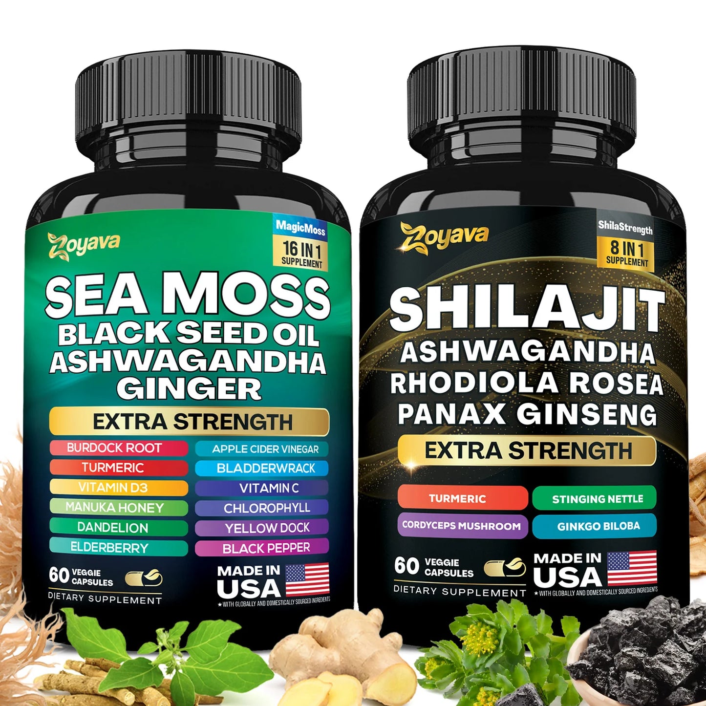 Dynamic Vitality Boost Duo: Sea Moss & Shilajit