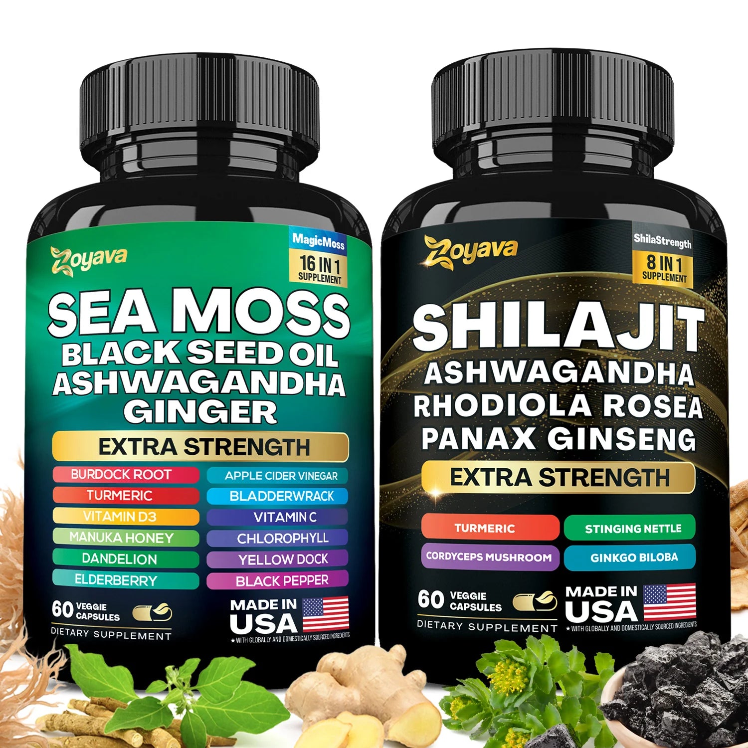 Dynamic Vitality Boost Duo: Sea Moss & Shilajit