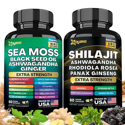 Dynamic Vitality Boost Duo: Sea Moss & Shilajit