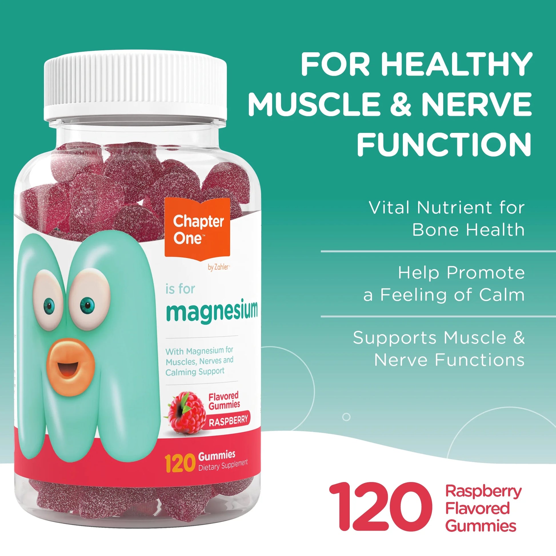 Magnesium Gummies, Calm Kids Magnesium Citrate 100Mg, Kosher, Raspberry Flavor, 120 Gummies