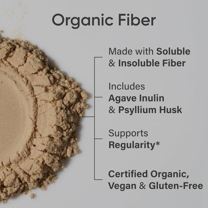 ® Organic Fiber Unflavored – Organic Fiber Powder - Daily Psyllium Husk and Prebiotic Agave Inulin, Helps Maintain Regularity* with Soluble & Insoluble Fiber - Easy to Mix, 30 Servings