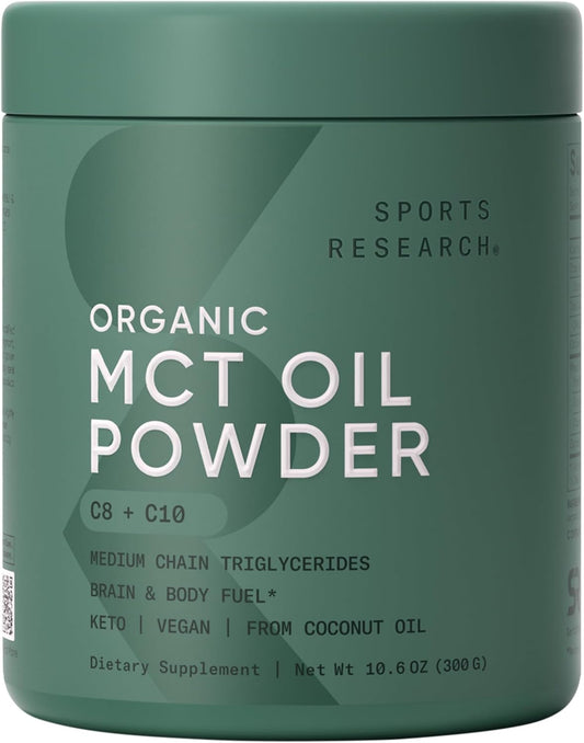 Organic MCT Oil Powder - Keto & Vegan Mcts C8, C10 from Coconuts - Fatty Acid Brain & Body Fuel*, Non-Gmo & Gluten Free - Unflavored, Perfect in Coffee, Tea & Protein Shakes - 10.6 Oz