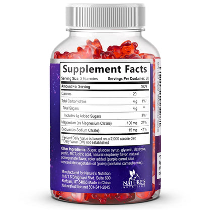 Magnesium Citrate Gummies - High Absorption Magnesium Citrate Gummy Supplement - Natural Bone, Nerve, Muscle, Calm, & Relaxation Support for Adults - Raspberry Flavor, Gluten Free, Vegan, 120 Gummies