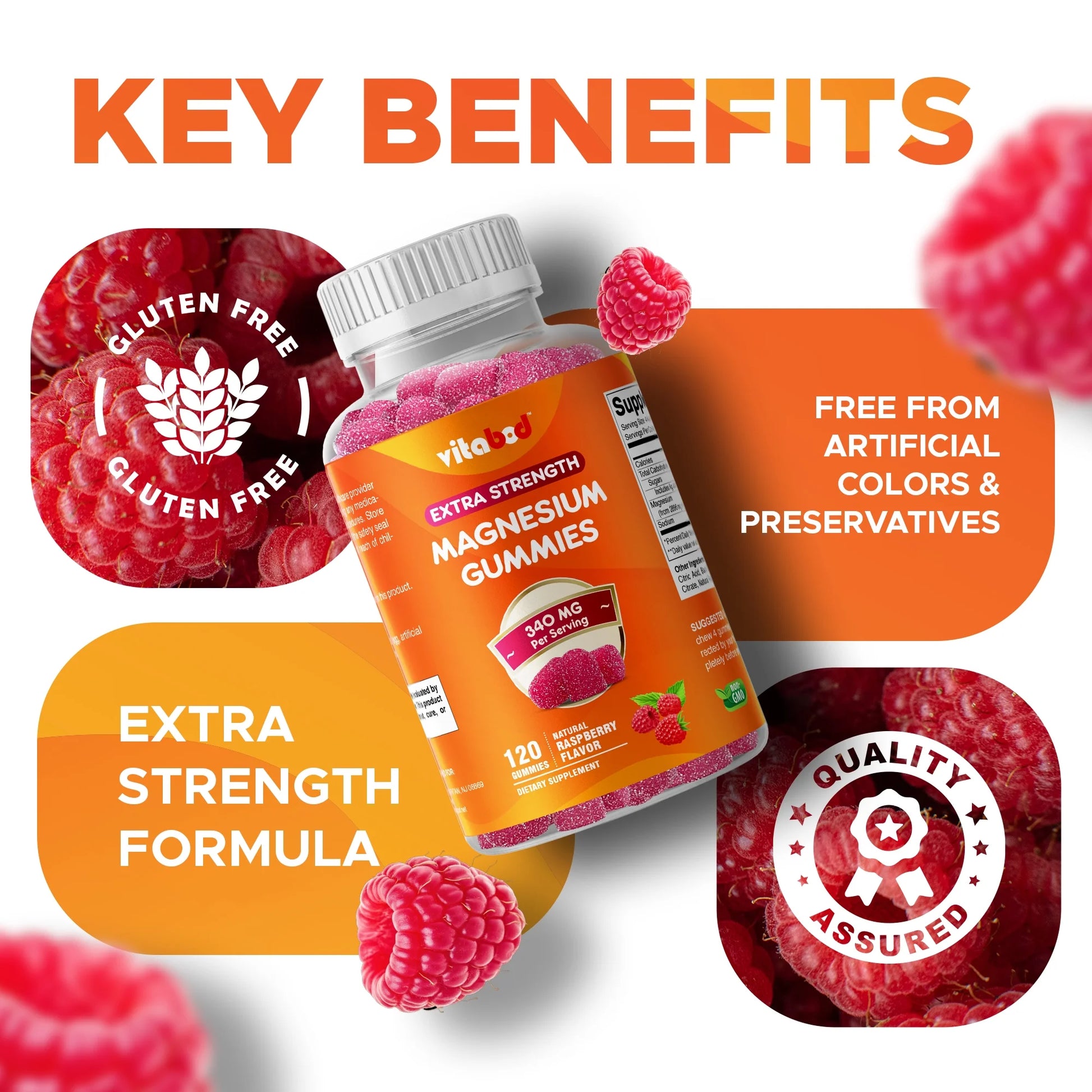 Extra Strength Magnesium Gummies, Supports Nerve Health, Bone Health, Muscle Health - 120 Gummies