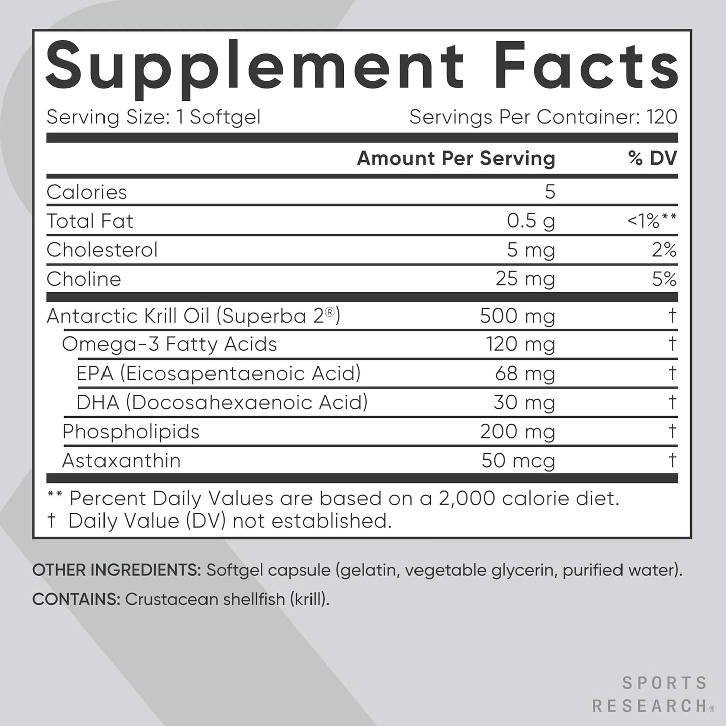 ® Antarctic Omega-3 Krill Oil, 120 Count Mini-Softgels | Easy to Swallow Minis W/ EPA & DHA, Choline, Phospholipids & Astaxanthin - MSC Certified Sustainable, Non-Gmo, Gluten-Free