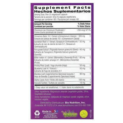 Bio Nutrition - Blood Sugar Wellness - 60 Vegetarian Capsules
