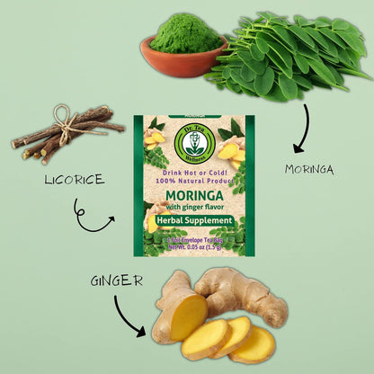 Wellness Moringa Herbal Tea with Ginger Flavor - 20 Tea Bags