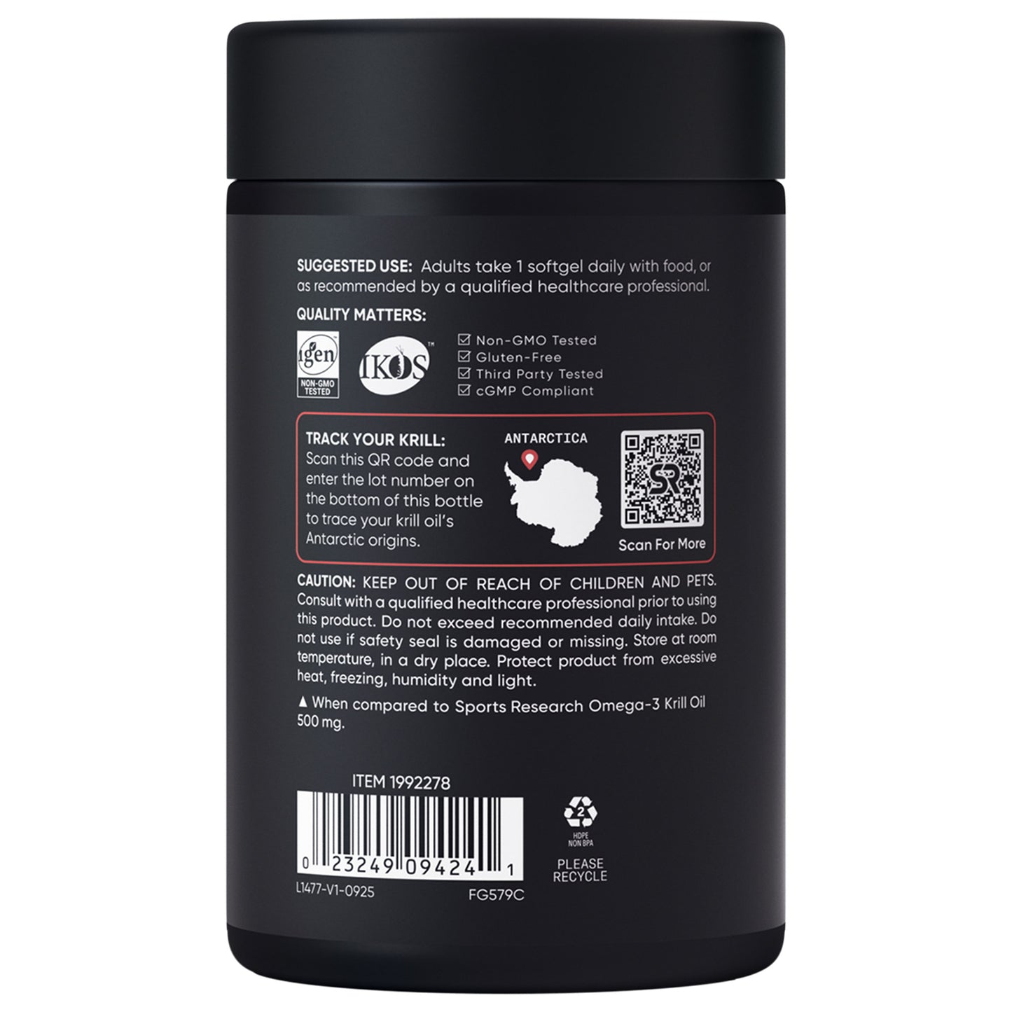 Sports Research Omega-3 Krill Oil Superba2 1000Mg, 90Ct Softgels