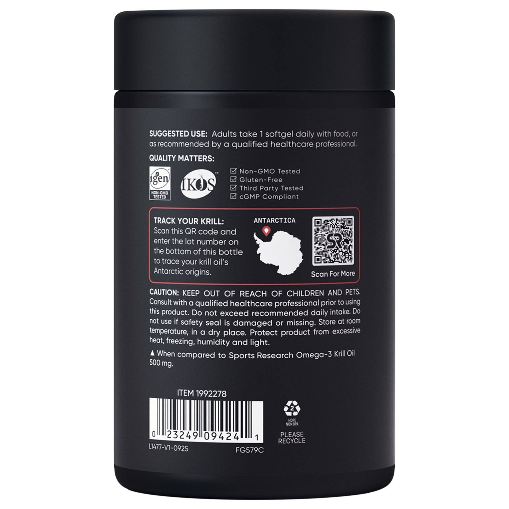 Sports Research Omega-3 Krill Oil Superba2 1000Mg, 90Ct Softgels
