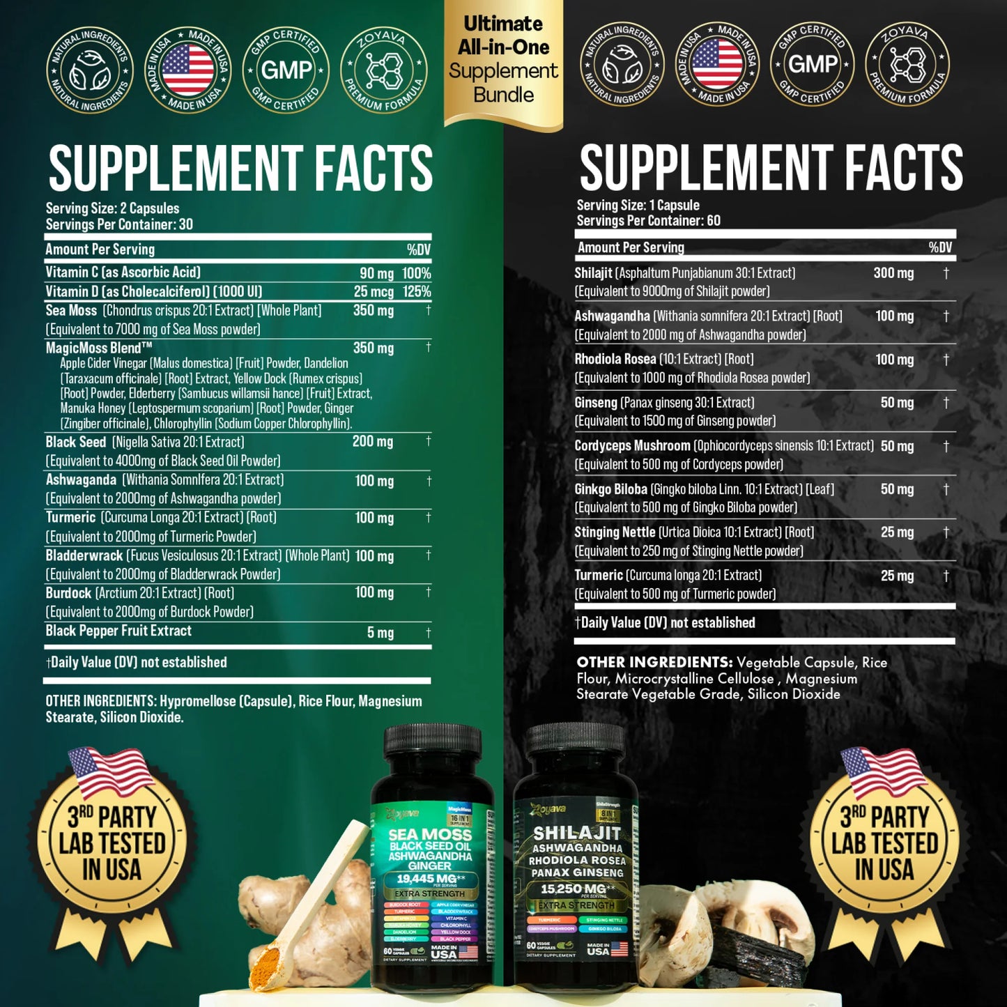 Dynamic Vitality Boost Duo: Sea Moss & Shilajit