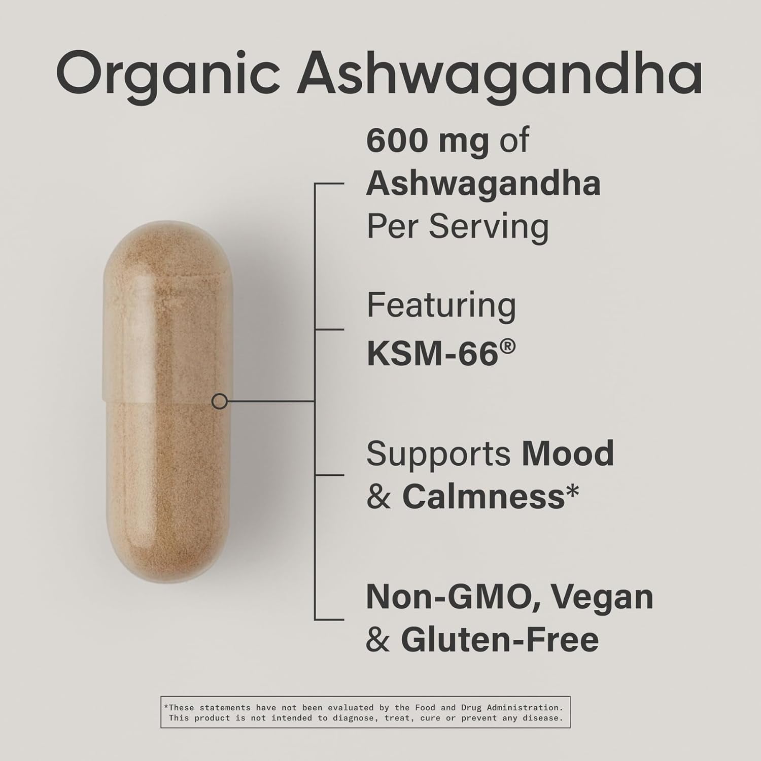 ® Organic Ashwagandha – Adaptogen for Relaxation, Calm & Sleep Support – Made with Organic KSM-66® – 600 Mg – Non-Gmo Verified, Gluten-Free, Certified Vegan – 90 Veggie Capsules