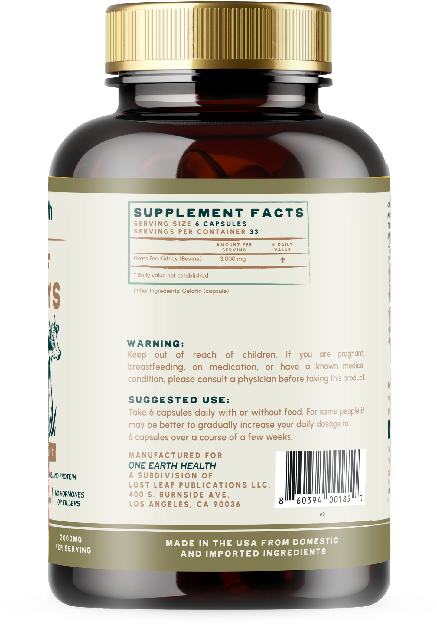 New Zealand Grass-Fed Beef Kidney Supplement — Natural DAO Enzyme for Histamine & Kidney Support