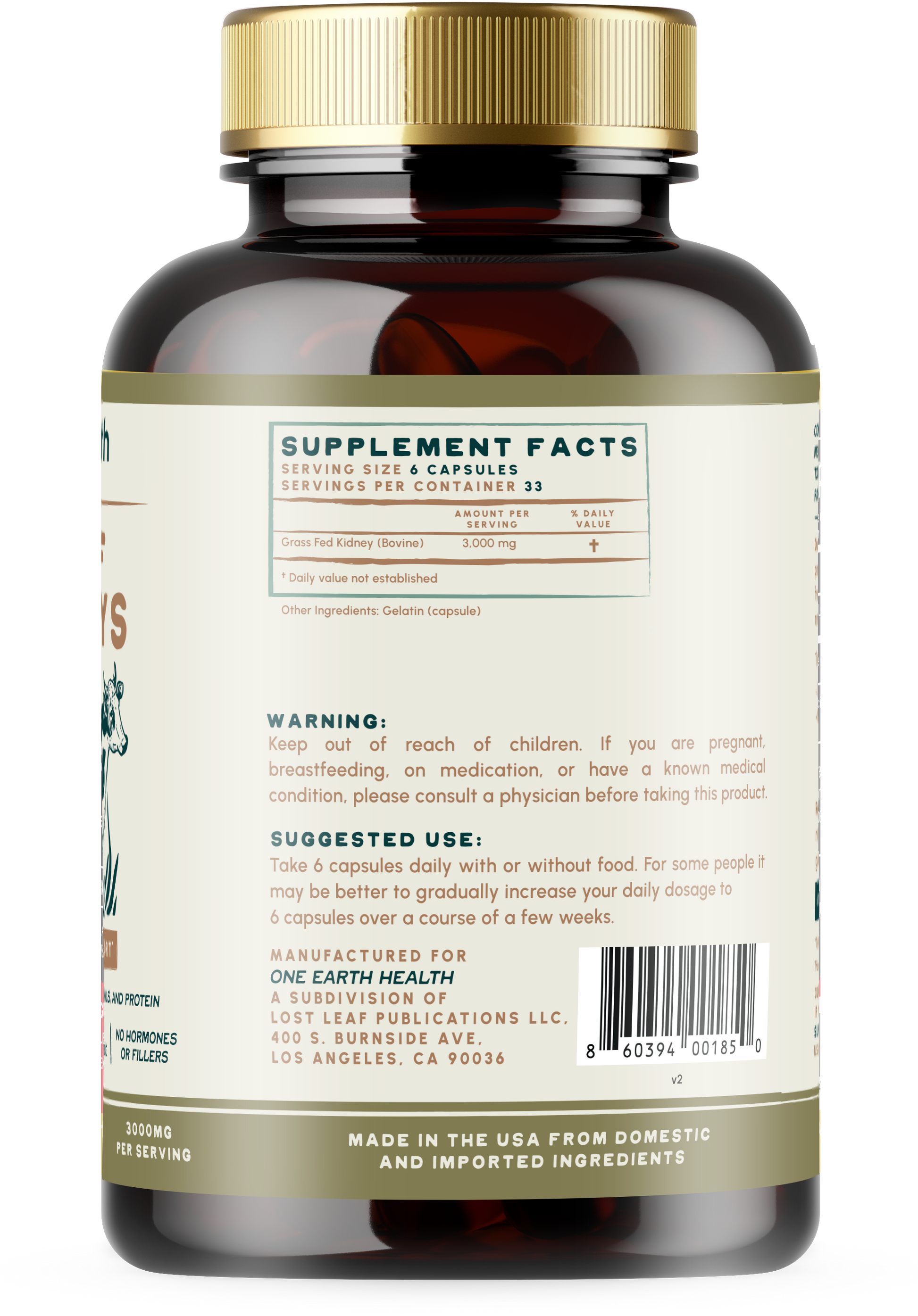 New Zealand Grass-Fed Beef Kidney Supplement — Natural DAO Enzyme for Histamine & Kidney Support