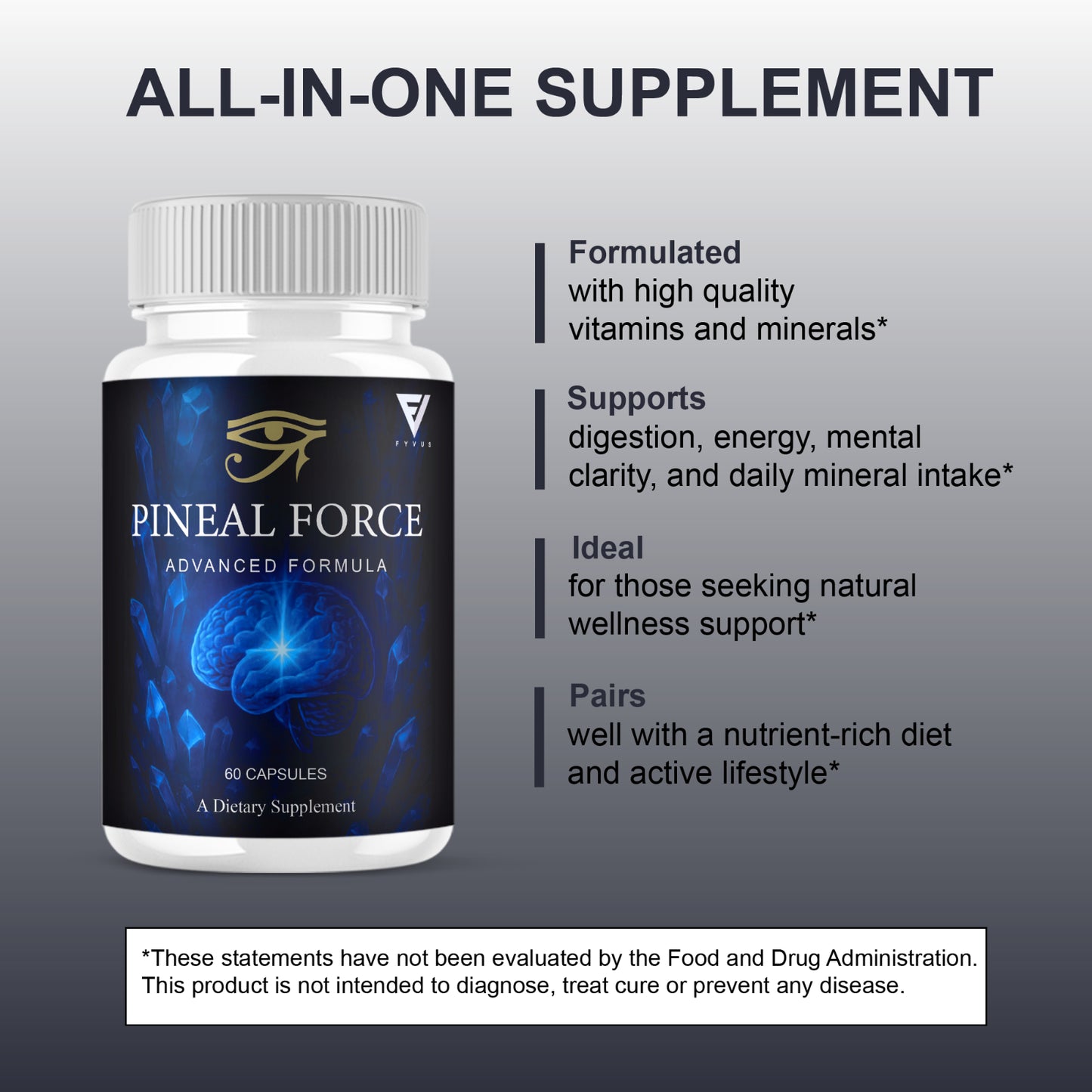 Pinealforce Premium Health & Wellness Supplement Pills (60 Capsules)