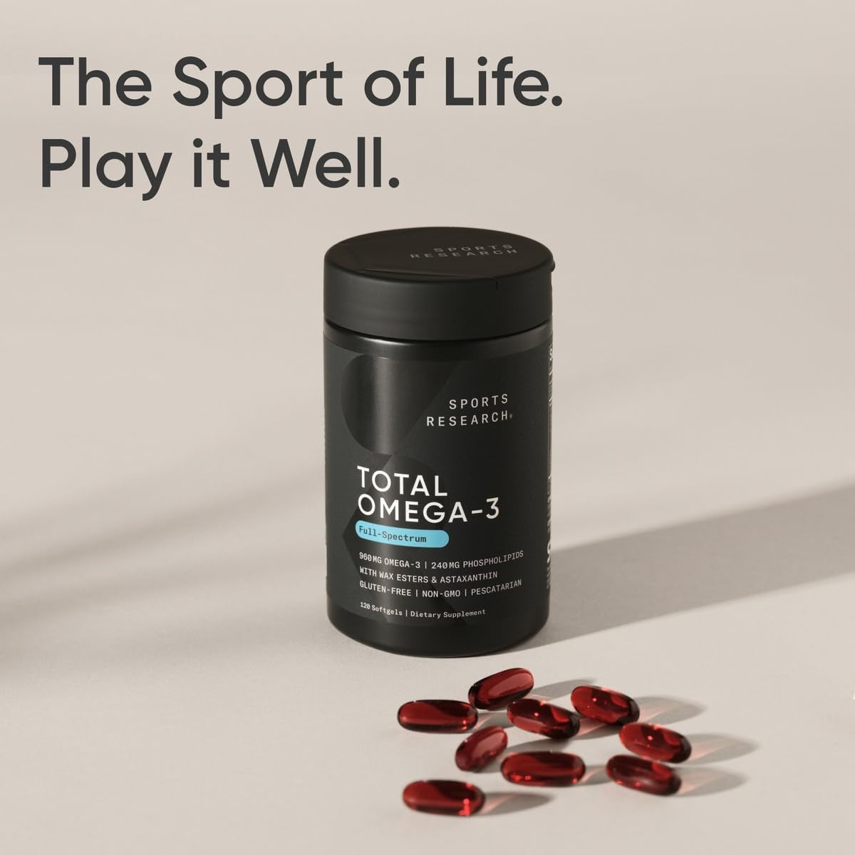 ® Total Omega-3 Fish Oil 2200Mg - Made from Antarctic Krill W/Astaxanthin, Wild Sockeye Salmon & Alaska Pollock - 960Mg of EPA & DHA - 120 Softgels