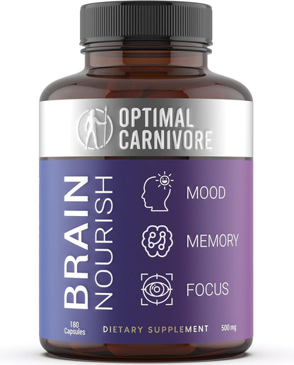 Lions Mane Mushroom Supplement & Beef Brain, Powerful Nootropics Brain Support Supplement, Brain Supplements for Memory and Focus, 180 Capsules