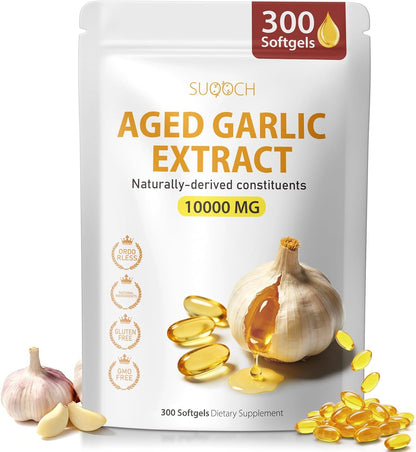 Aged Garlic Extract - 300 Count Aged Garlic Supplements for Daily Wellness & Cardiovascular Wellness Routines, Non-Gmo, All-Natural Softgels, Pure Antiox Wellness