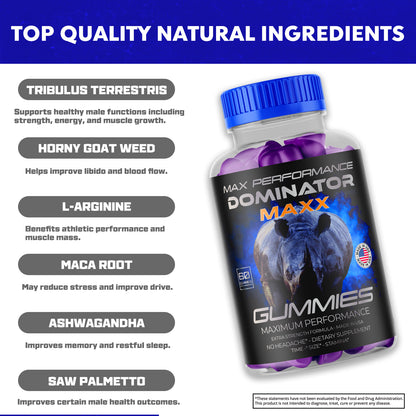 Dominator Maxx Gummies for Men, Advanced Performance Supplement 300 Gummies