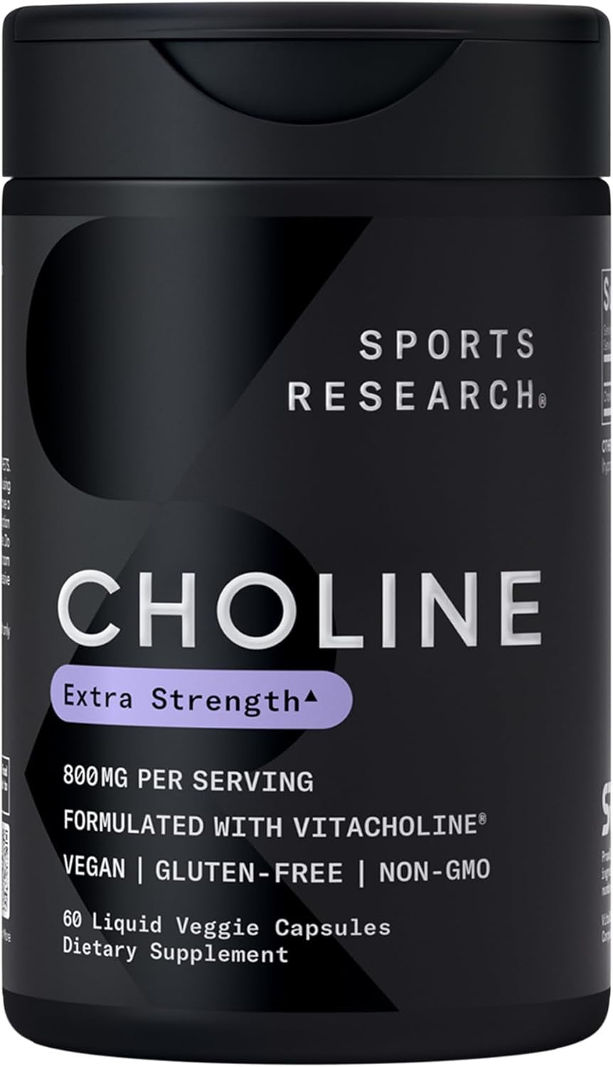 ® Extra Strength Choline 800 Mg - Essential Nutrient Featuring Vitacholine ® for Focus Support - Vegan Certified • Non-Gmo • Gluten Free - 60 Liquid Capsules