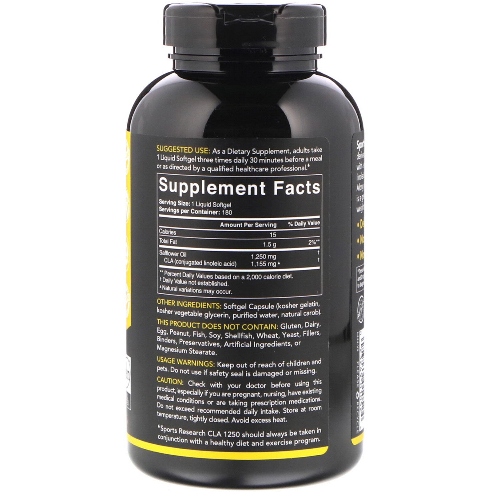 Sports Research CLA 1250, Max Potency, Softgel