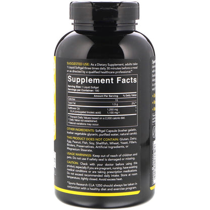 Sports Research CLA 1250, Max Potency, Softgel