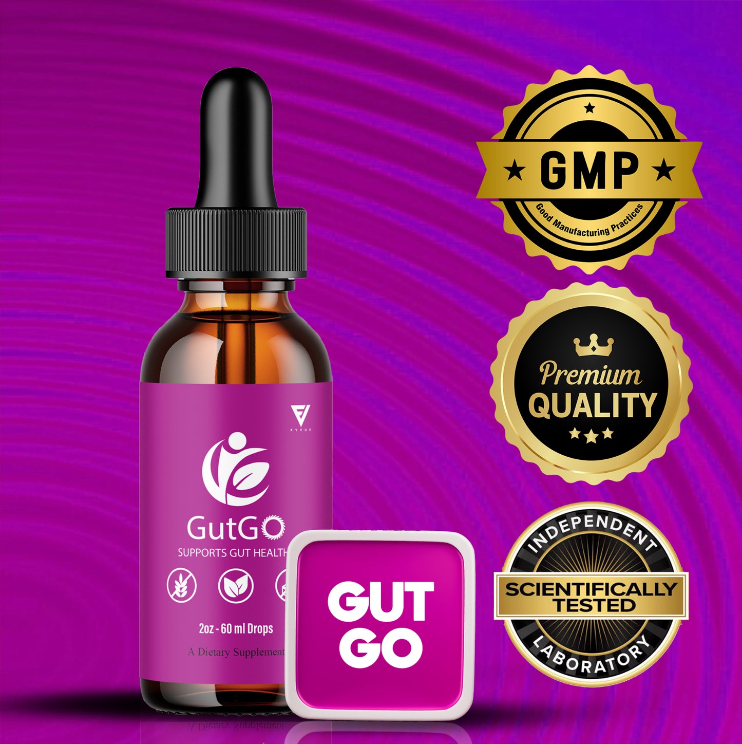 Gutgo Drops Wellness Support Supplement Gut Go Maximum Strength (2Oz)