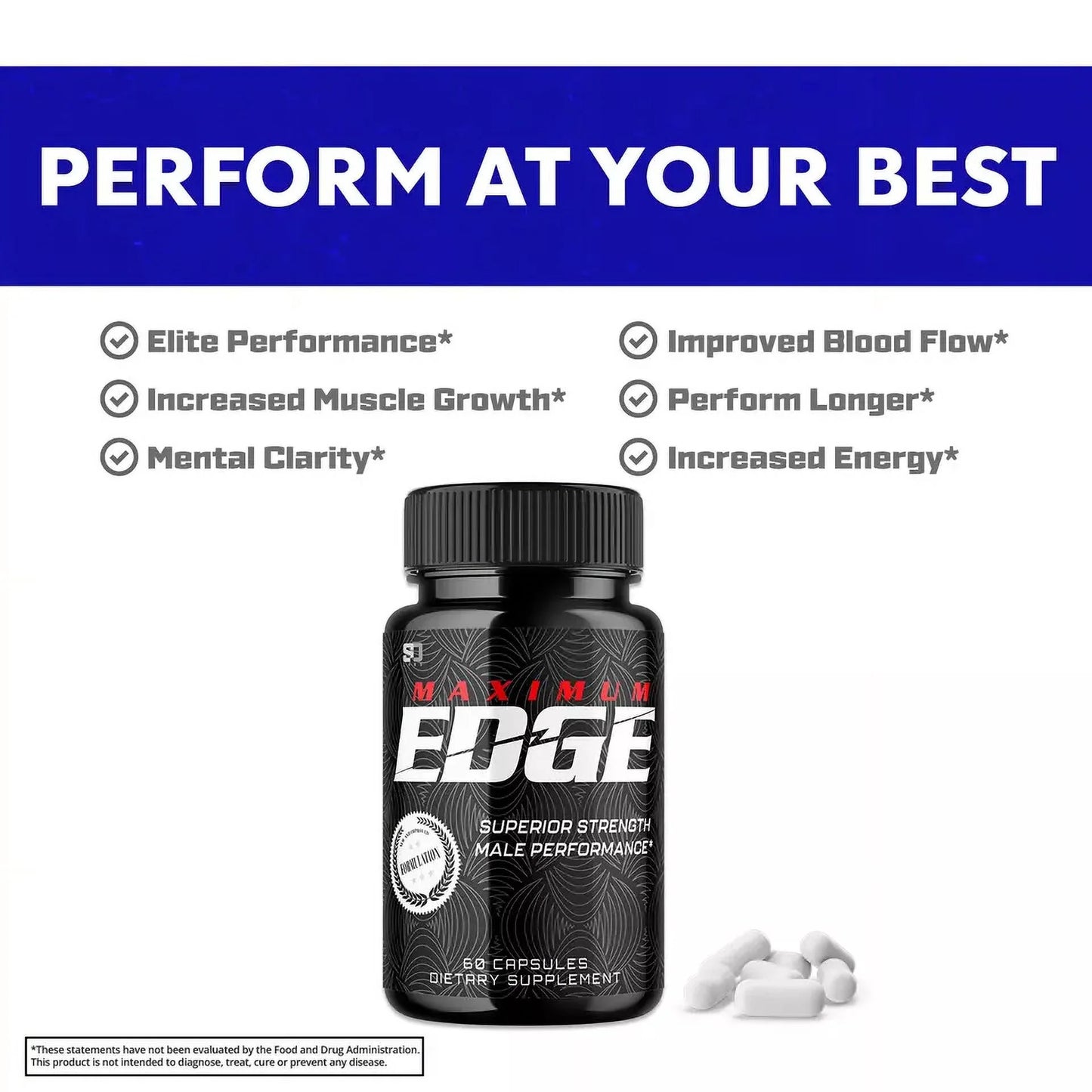 Maximum Edge Male Pills- Overall Wellness and Strength 60 Capsules