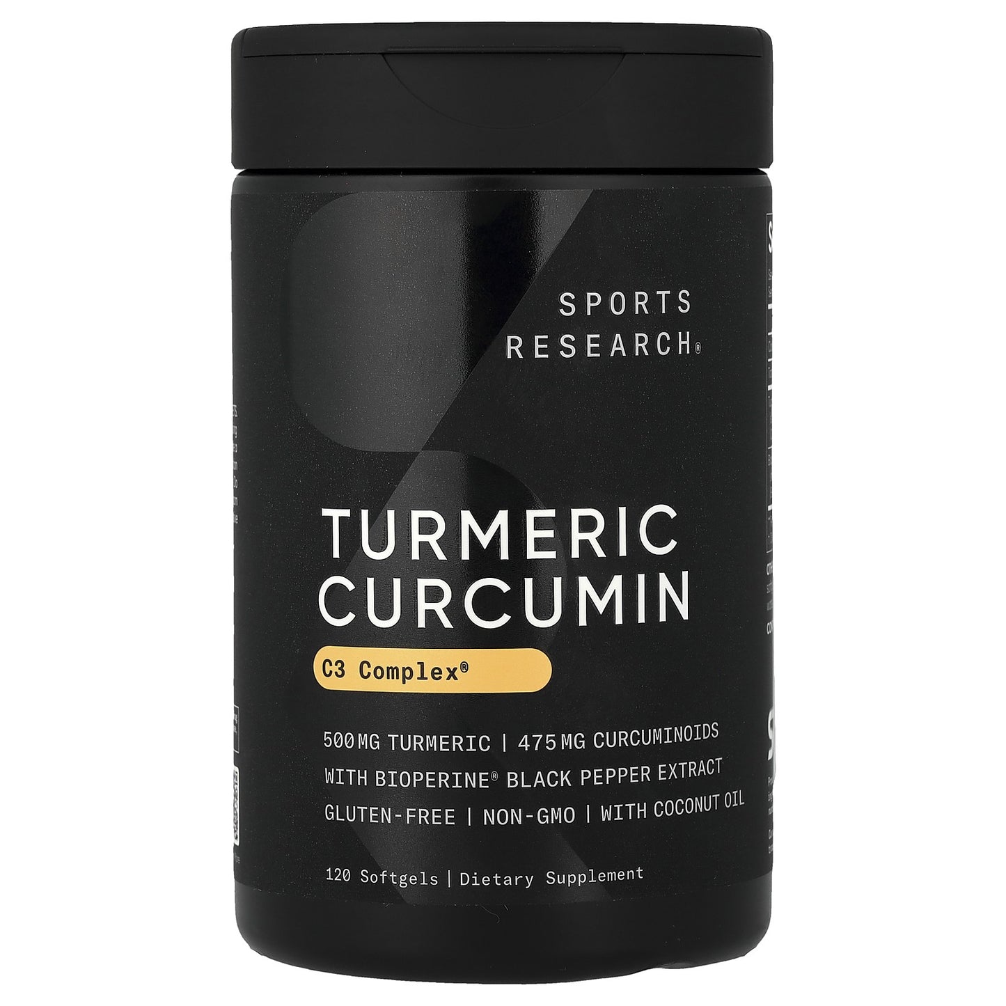 Sports Research Turmeric Curcumin C3 Complex 500 Mg 120 Softgels Dairy-Free,