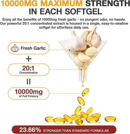 Aged Garlic Extract - 300 Count Aged Garlic Supplements for Daily Wellness & Cardiovascular Wellness Routines, Non-Gmo, All-Natural Softgels, Pure Antiox Wellness
