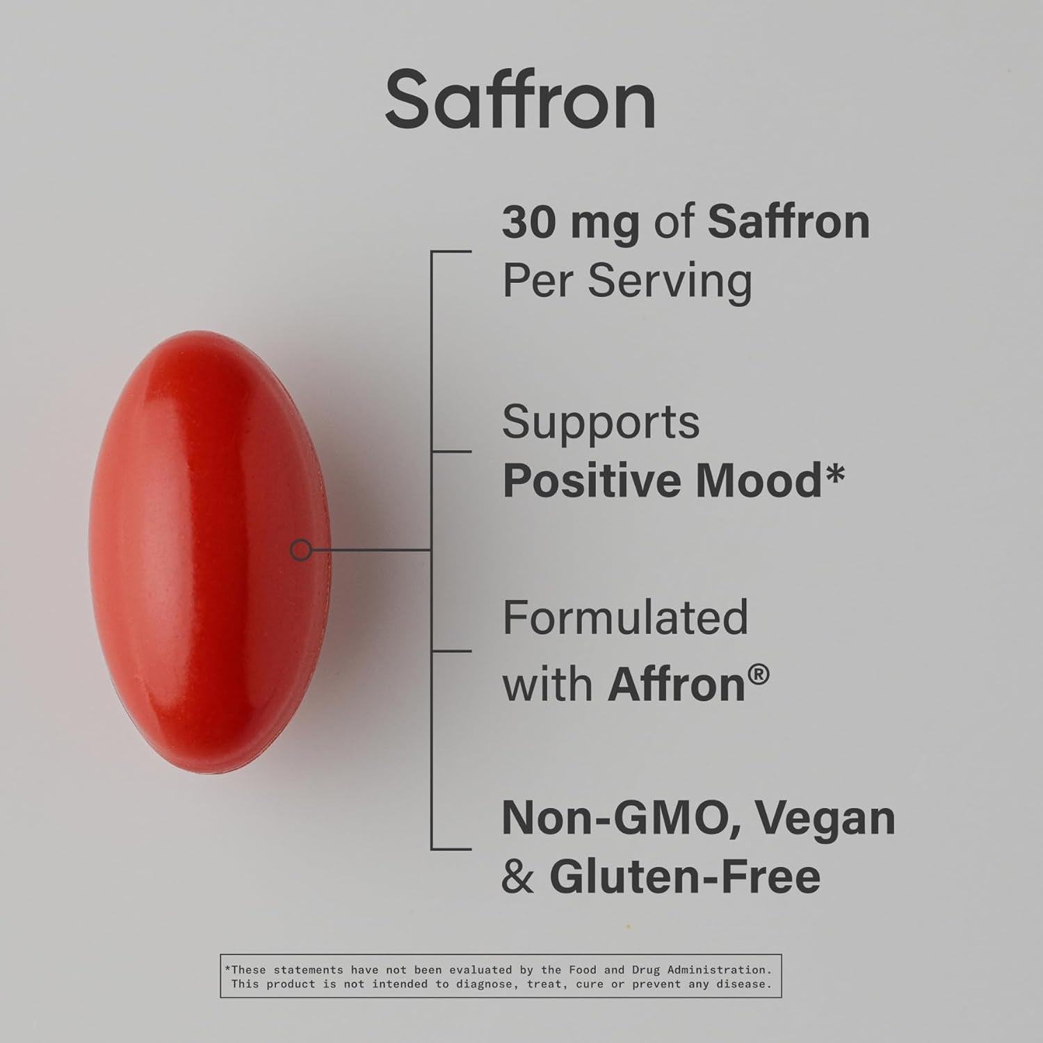 ® Pure Saffron Supplement, 30 Mg - Mood & Stress Support - Made W/Affron® Saffron Extract - Vegan Certified · Non-Gmo · Gluten Free – 60 Veggie Softgels