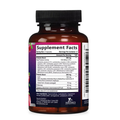 Probiotics for Women - Probiotic Blend 100 Billion CFU per Serving - Women'S Probiotic for Targeted Vaginal & Digestive Health Support - 16 Strains, Cranberry, Prebiotics - Bottled USA - 60 Capsules