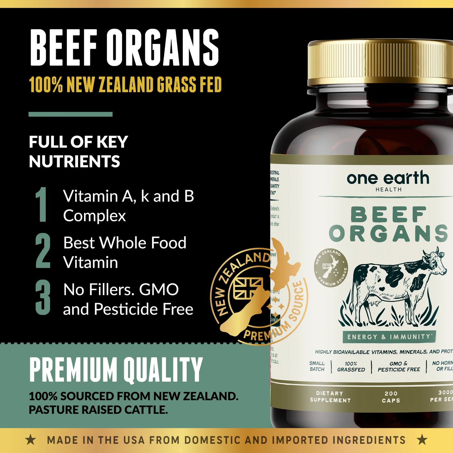 New Zealand Grass-Fed Beef Organ Complex — 5 Organs for Energy, Immunity & Hormone Support