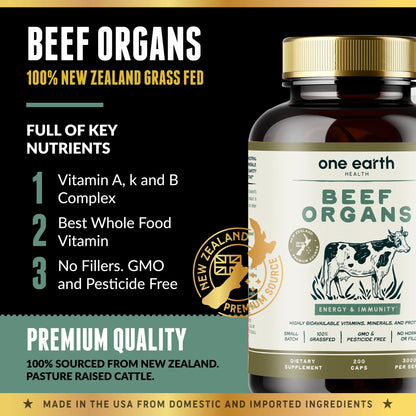 New Zealand Grass-Fed Beef Organ Complex — 5 Organs for Energy, Immunity & Hormone Support