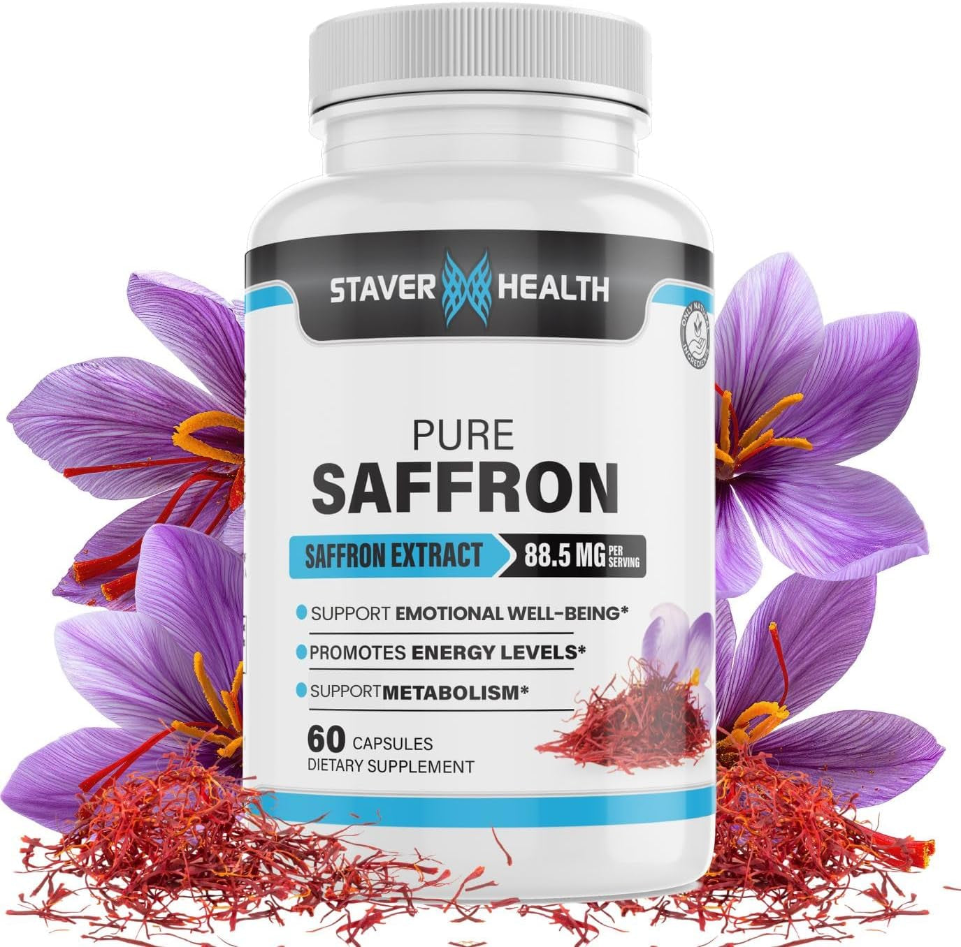 Saffron Supplement 88.5 Mg – Saffron Extract Capsules – Supports Mood Balance & Emotional Wellness – 60 Veggie Capsules –