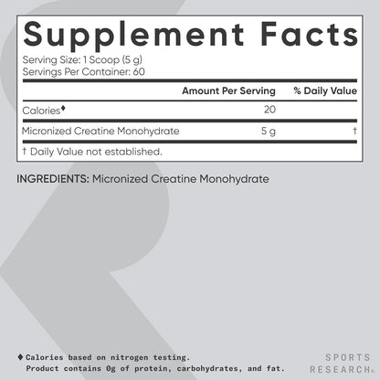 Creatine Monohydrate - Gain Lean Muscle, Improve Performance and Strength and Support Workout Recovery - 5 G Micronized Creatine - 10.58 Oz