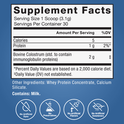 Awesome Colostrum, Bovine Colostrum Powder Supplement for Gut Health, Immune Support & Recovery, Grass Fed, Unflavored, 30 Servings
